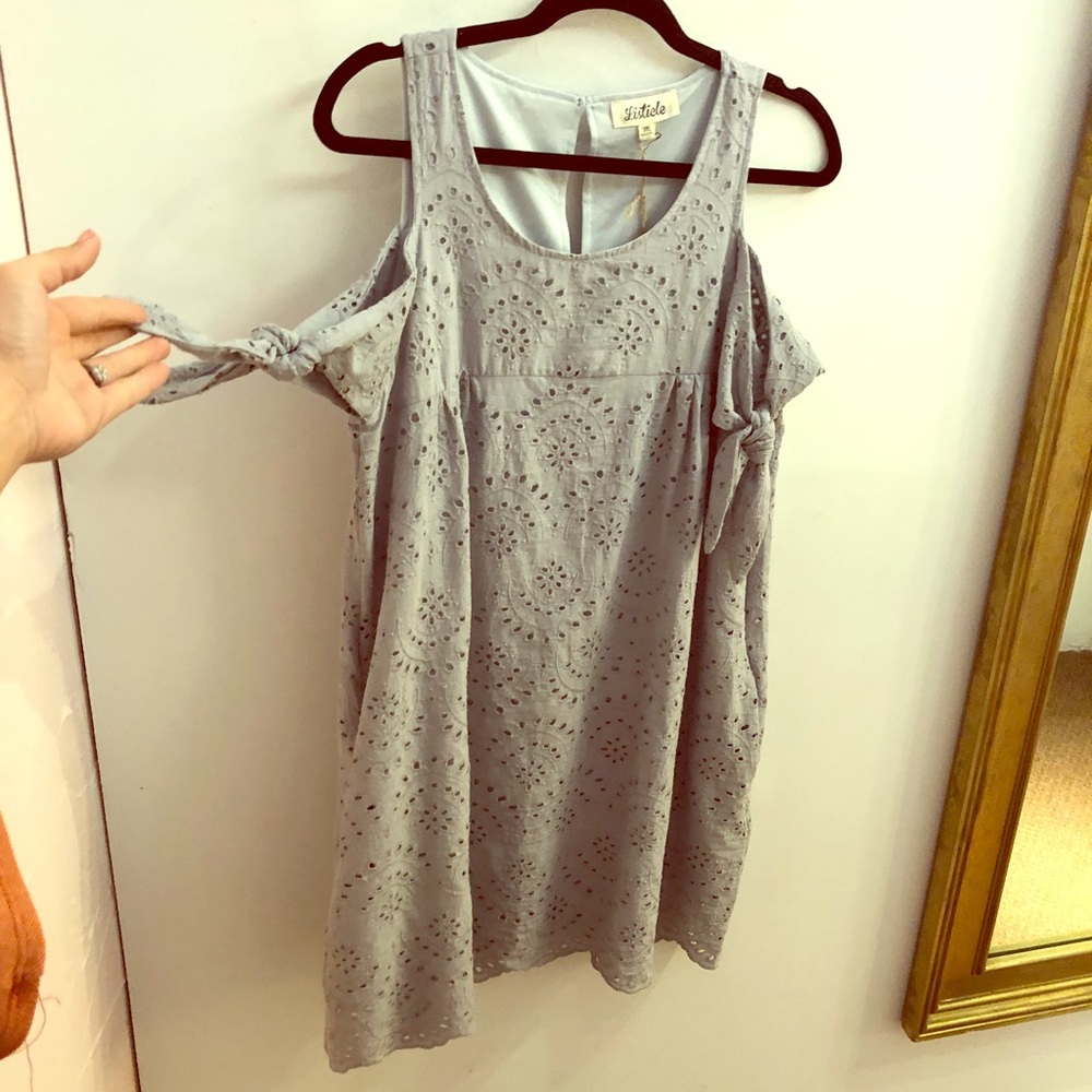 NWT light blue peek a boo shoulder dress
